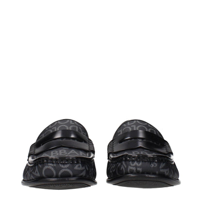 Dolce & Gabbana Black Fabric Slip-On Loafers