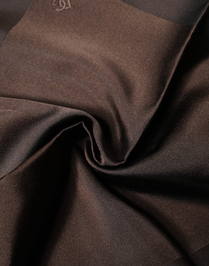 Dolce & Gabbana Brown Logo Silk Square Handkerchief Scarf
