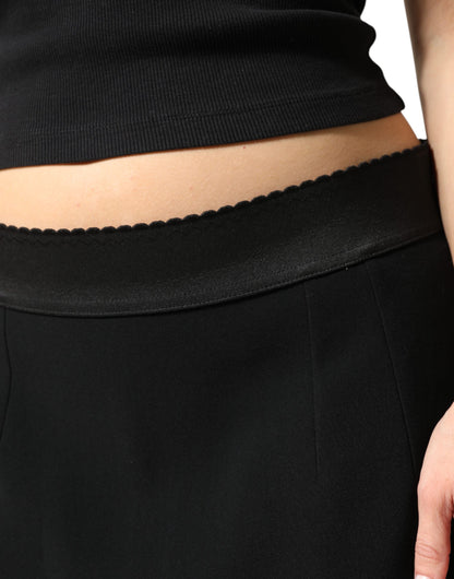 Dolce & Gabbana Black Mid Waist A-line Knee Length Skirt