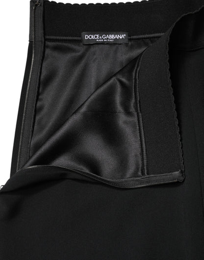 Dolce & Gabbana Black Mid Waist A-line Knee Length Skirt