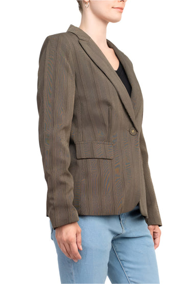 Danillo Notched Collar One Button Long Sleeve Solid Gabardine Blazer-1