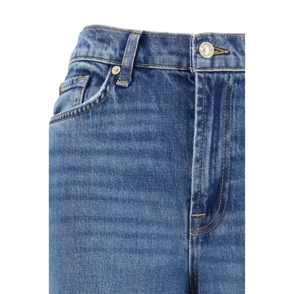 7FOR Blue Cotton Flared Jeans
