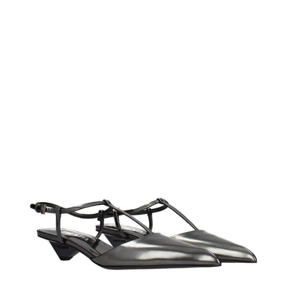 Prada Gray Leather Sandals