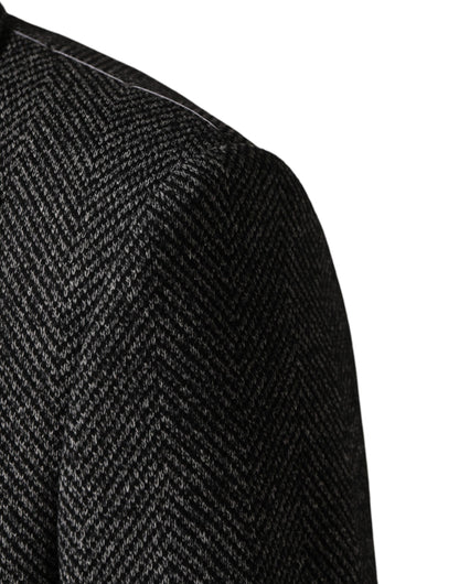 Dolce & Gabbana Gray Wool Blend Long Trench Coat Men Jacket