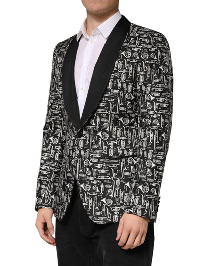 Dolce & Gabbana Black Jazz Club Silk Single Breasted Blazer