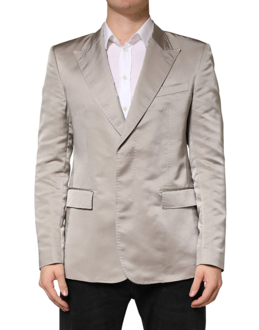 Dolce & Gabbana Beige Silk Single Breasted Jacket Men Blazer