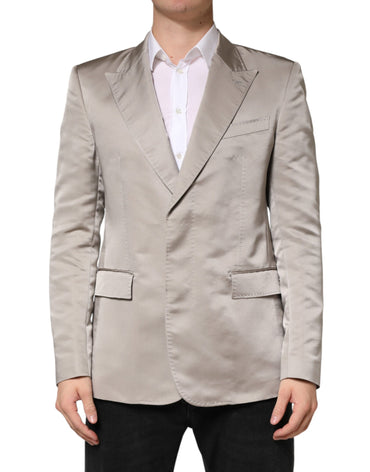 Dolce & Gabbana Beige Silk Single Breasted Jacket Men Blazer
