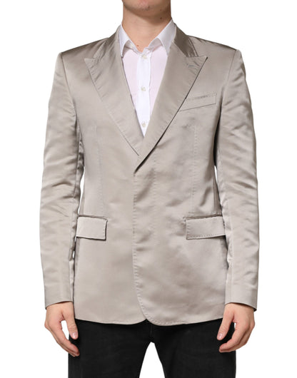 Dolce & Gabbana Beige Silk Single Breasted Jacket Men Blazer