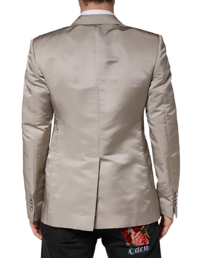 Dolce & Gabbana Beige Silk Single Breasted Jacket Men Blazer