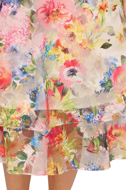 Adrianna Papell Printed Embroidered Fit & Flare Dress-4