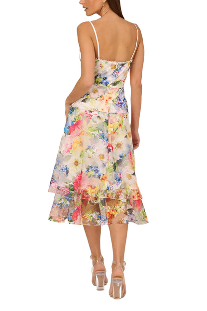 Adrianna Papell Printed Embroidered Fit & Flare Dress-3