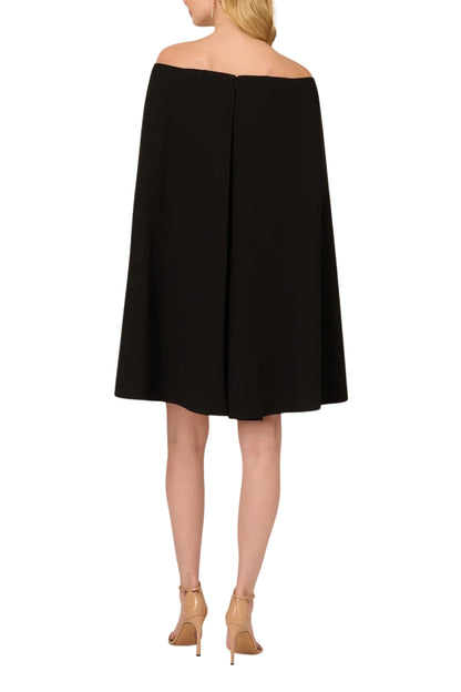 Adrianna Papell Off Shoulder Cape Sheath Crepe Dress-3