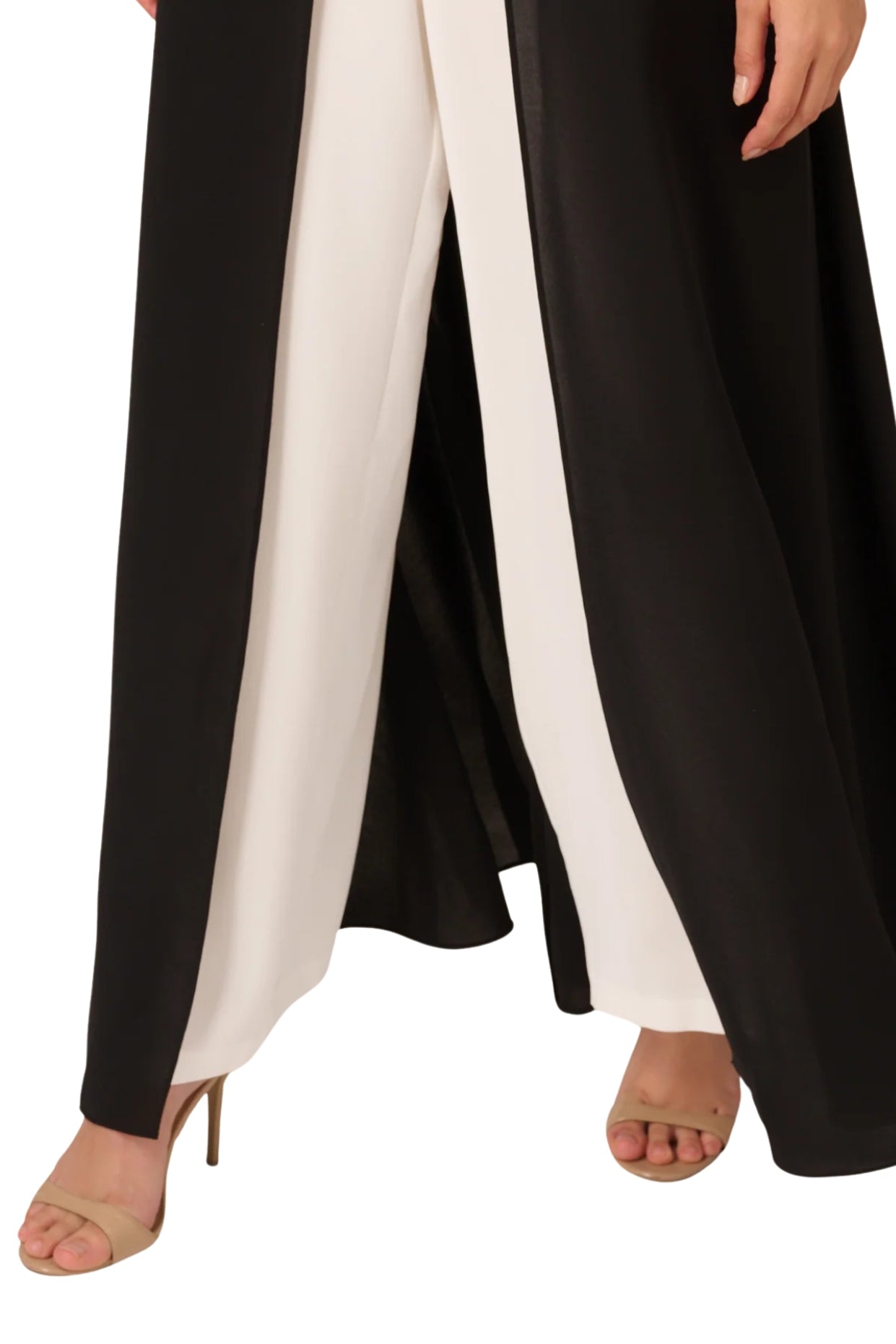 Adrianna Papell Halter Crepe Overlay Wide Leg Jumpsuit-3