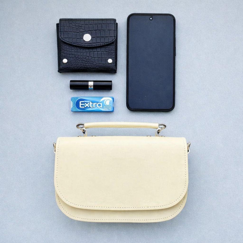 Aura Handmade Leather Bag - Cream-4