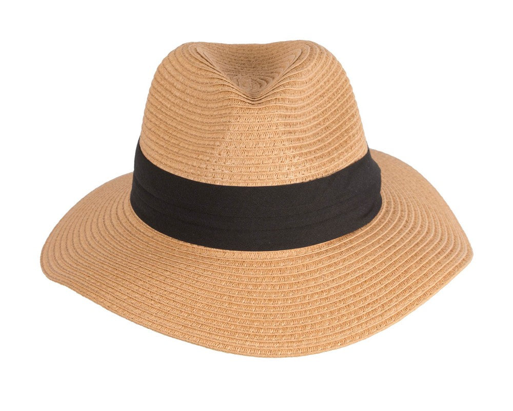 Unisex Black Wide Brim Summer Fedora Hat AV61674MC