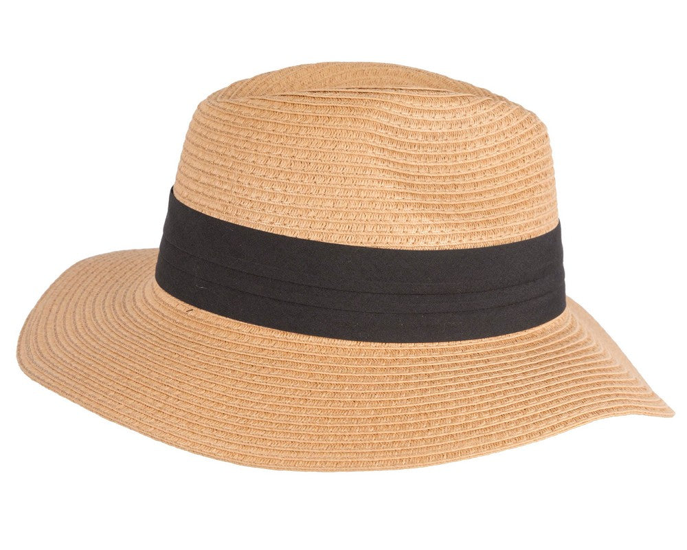 Unisex Black Wide Brim Summer Fedora Hat AV61674MC