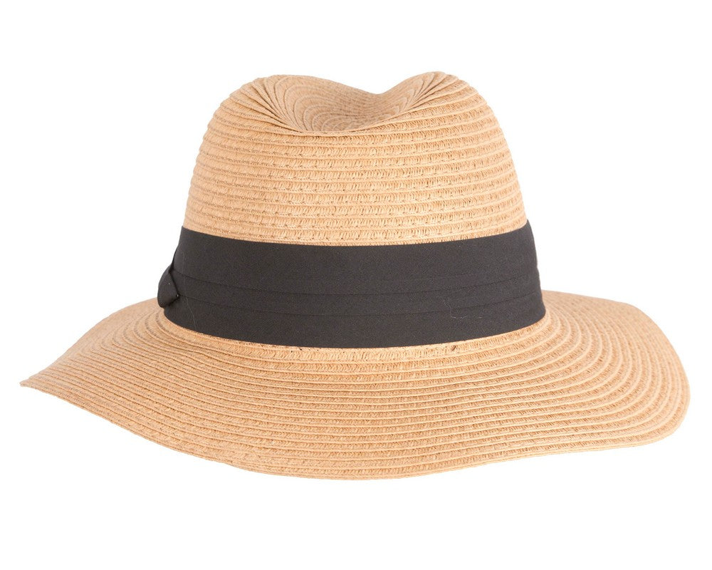 Unisex Black Wide Brim Summer Fedora Hat AV61674MC