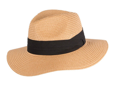 Unisex Black Wide Brim Summer Fedora Hat AV61674MC