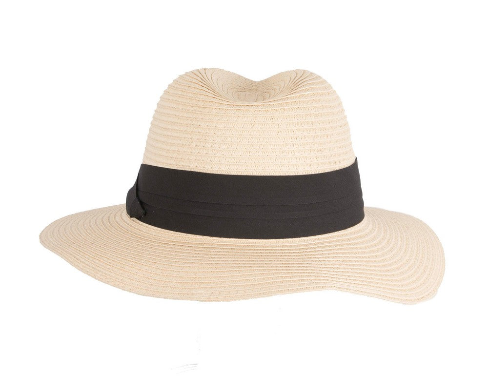 Unisex Black Wide Brim Summer Fedora Hat AV61674NT
