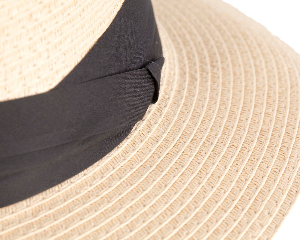 Unisex Black Wide Brim Summer Fedora Hat AV61674NT
