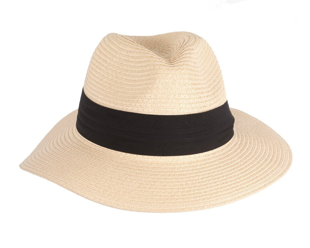 Unisex Black Wide Brim Summer Fedora Hat AV61674NT