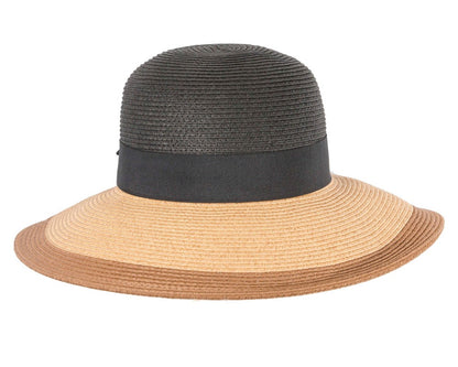 Black Tan Wide Brim Summer Hat-1
