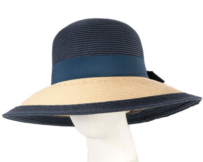 Navy Natural Wide Brim Summer Hat-0