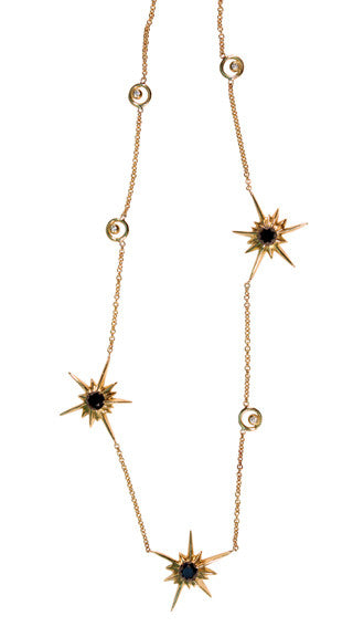 Star Earrings-Solid Stars-14K with black diamonds or semi-precious