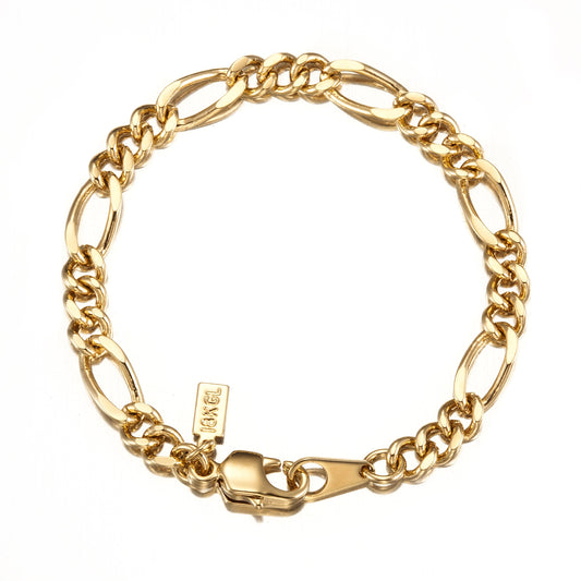18ct Heavy Yellow Gold Plated Figaro Child Bracelet with Parrot Clasp - USA Made-0