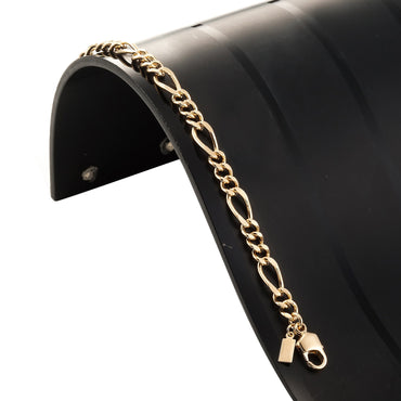 18ct Heavy Yellow Gold Plated Figaro Child Bracelet with Parrot Clasp - USA Made-1