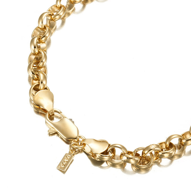 18ct Heavy Yellow Gold Plated Belcher Chain Bracelet with Lobster Clasp - USA Made-2