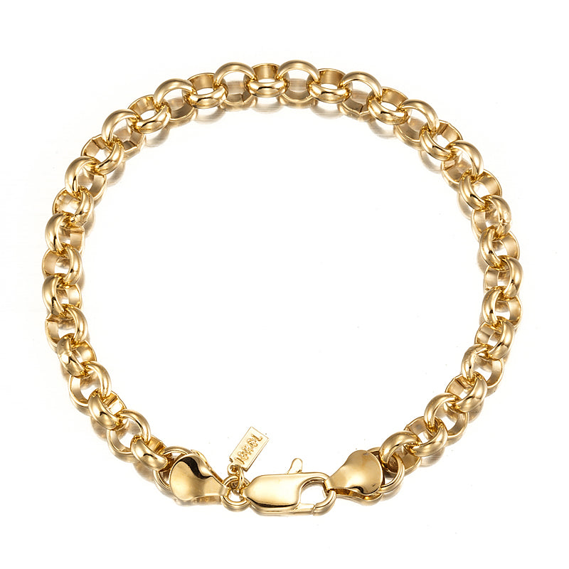 18ct Heavy Yellow Gold Plated Belcher Chain Bracelet with Lobster Clasp - B201-Y-0