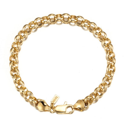 18ct Heavy Yellow Gold Plated Belcher Chain Bracelet with Lobster Clasp - USA Made-0