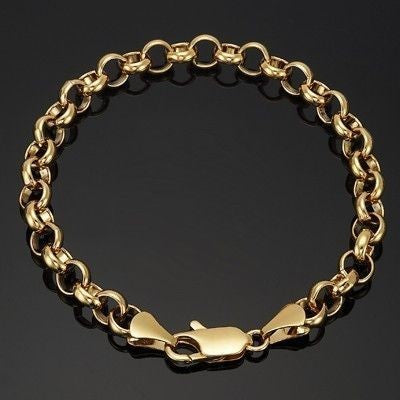 18ct Heavy Yellow Gold Plated Belcher Chain Bracelet with Lobster Clasp - USA Made-1
