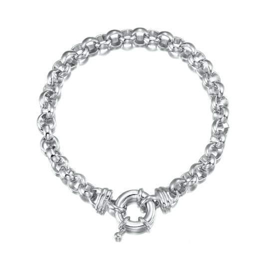 925 Sterling Silver Plated Belcher Chain Bracelet with Bolt Clasp-0