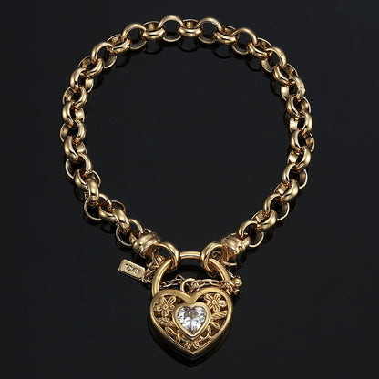 18ct Heavy Yellow Gold Plated 6mm Belcher Chain Bracelet with a Filigree Locket - USA Made-1