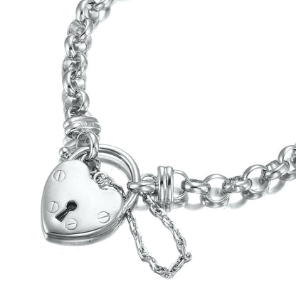 925 Sterling Silver Plated 6mm Belcher Chain Bracelet Featuring a Plain Locket- USA Made-1