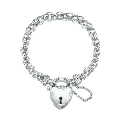 925 Sterling Silver Plated 6mm Belcher Chain Bracelet Featuring a Plain Locket- USA Made-0
