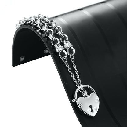 925 Sterling Silver Plated 6mm Belcher Chain Bracelet Featuring a Plain Locket- USA Made-2