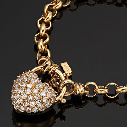 18ct Heavy Yellow Gold Plated 6mm Belcher Chain Bracelet Featuring a Simulated Diamond Locket- USA Made-4
