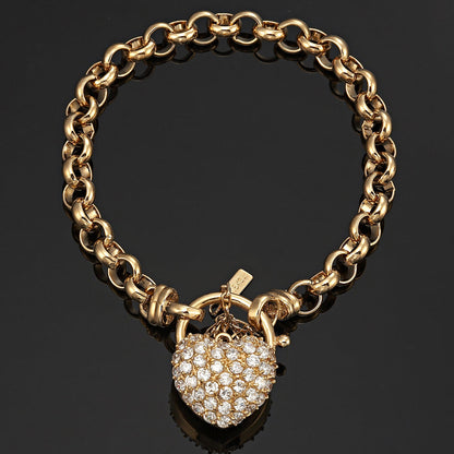 18ct Heavy Yellow Gold Plated 6mm Belcher Chain Bracelet Featuring a Simulated Diamond Locket- USA Made-3
