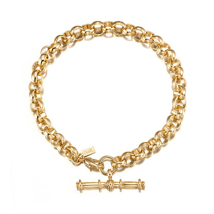 18ct Heavy Yellow Gold Plated 6mm Belcher Chain Bracelet with T-Bar End-1