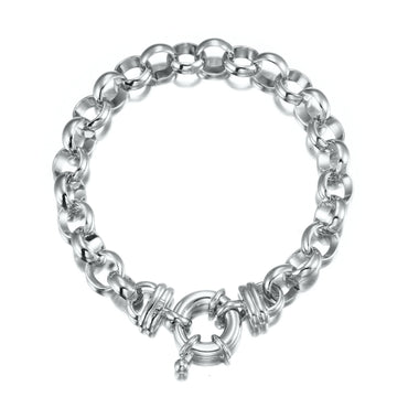 925 Sterling Silver Plated 10mm Belcher Chain Bracelet with Bolt Clasp - USA Made-1