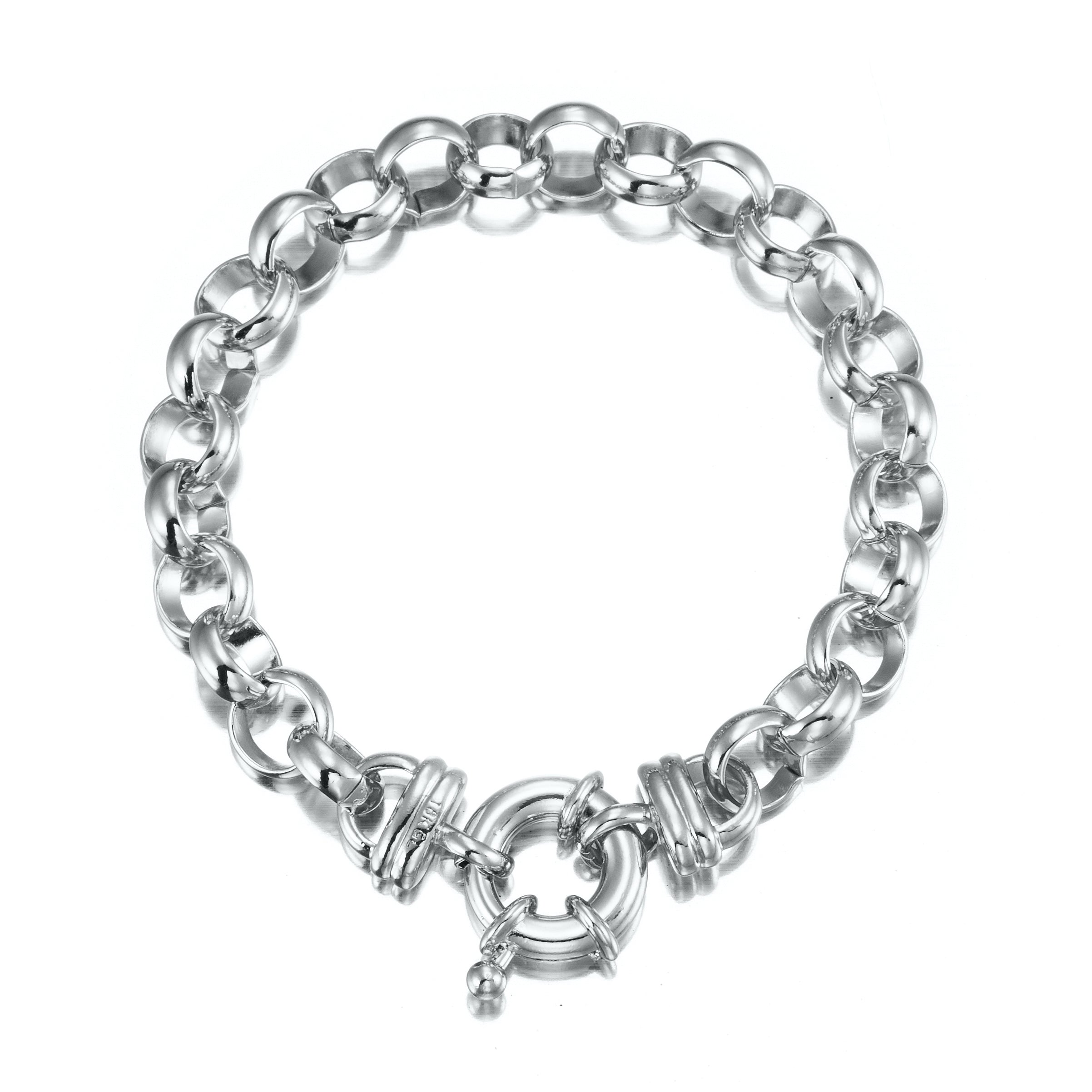 925 Sterling Silver Plated 10mm Belcher Chain Bracelet with Bolt Clasp - USA Made-1