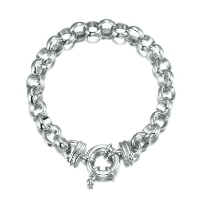 925 Sterling Silver Plated 10mm Belcher Chain Bracelet with Bolt Clasp - USA Made-1