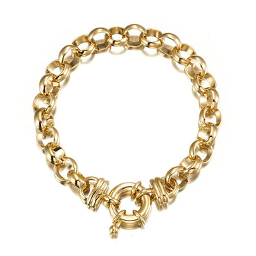 18ct Heavy Yellow Gold Plated 10mm Belcher Chain Bracelet with Bolt Clasp - USA Made-1