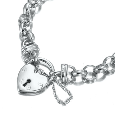 925 Sterling Silver Plated 10mm Belcher Chain Bracelet Featuring a Plain Locket - USA Made-1