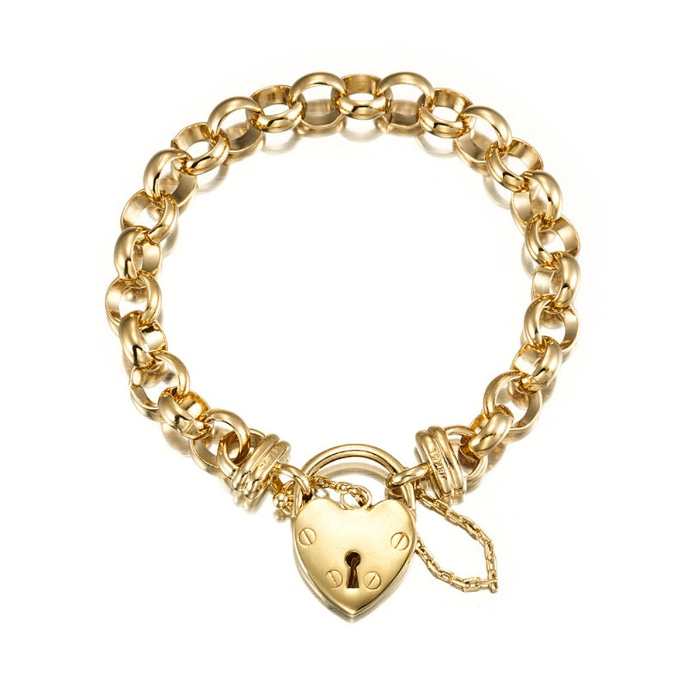 18ct Heavy Yellow Gold Plated 10mm Belcher Chain Bracelet Featuring a Plain Locket - USA Made-2