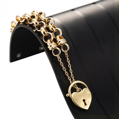 18ct Heavy Yellow Gold Plated 10mm Belcher Chain Bracelet Featuring a Plain Locket - USA Made-3