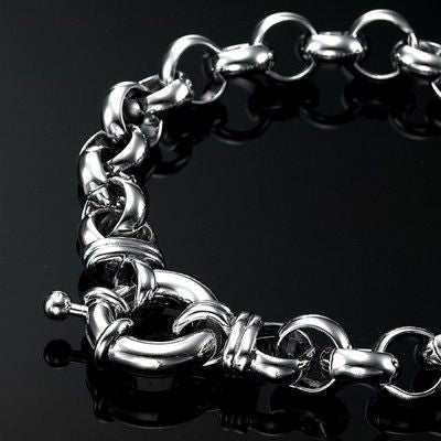 925 Sterling Silver Plated 10mm Belcher Chain Bracelet with Bolt Clasp - USA Made-0